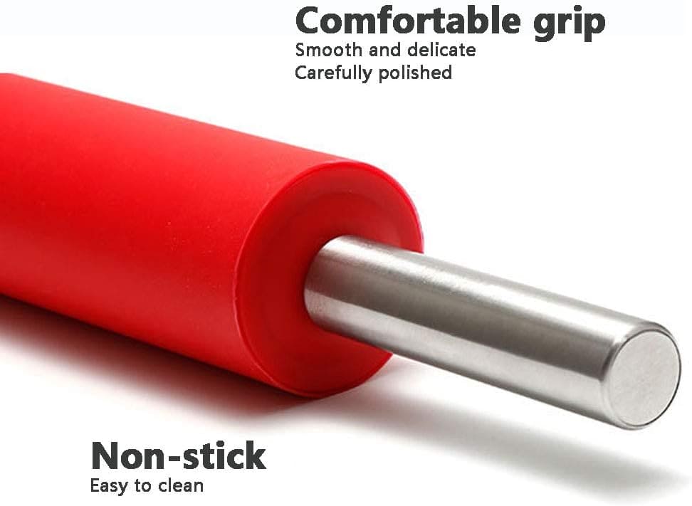 Metal Kitchen Roti Belan, Silicone Flour Stick Rolling Pin, Steel Handle Dough Roller, Non-Stick Dough Roller Metal Kitchen Roti Belan, Silicone Flour Stick Rolling Pin, Steel Handle Dough Roller, Non-Stick Dough Roller